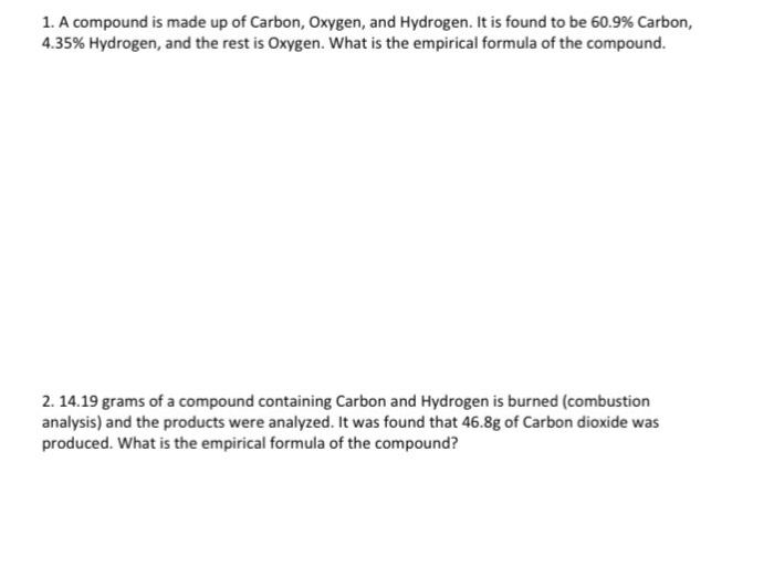 what compound is made up of carbon hydrogen and oxygen