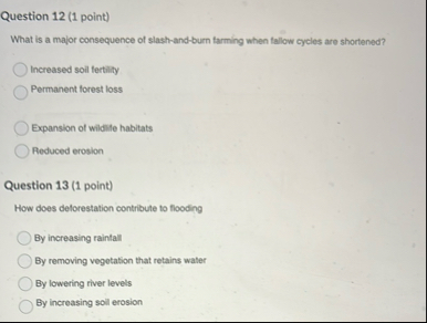 Solved Question 12 (1 ﻿point)What is a major consequence of | Chegg.com