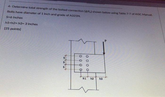Solved 4- Determine total strength of the bolted connection | Chegg.com