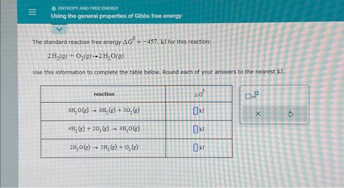 Solved The Standard Reaction Free Energy Δg0 −457 Kj For