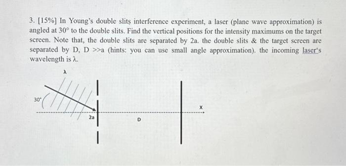 Solved 3. [15\%] In Young's double slits interference | Chegg.com