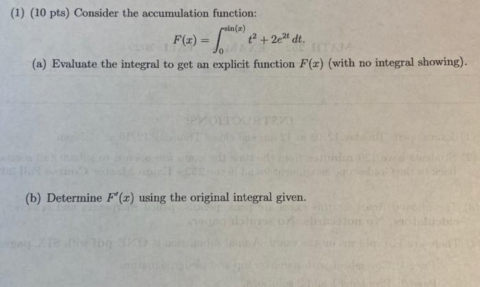 Solved (1) (10 pts) Consider the accumulation function: | Chegg.com