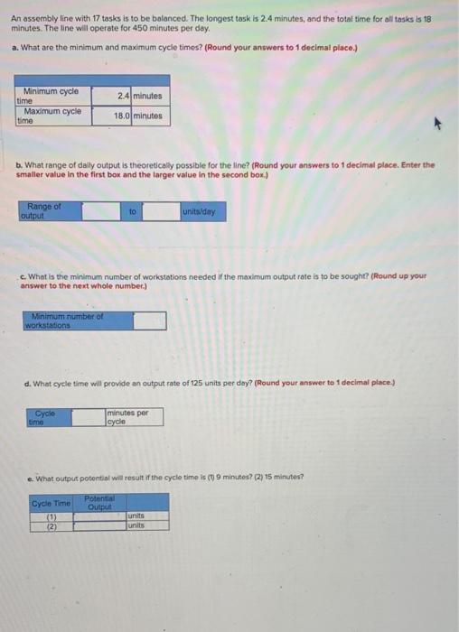 Solved An assembly line with 17 tasks is to be balanced. The | Chegg.com