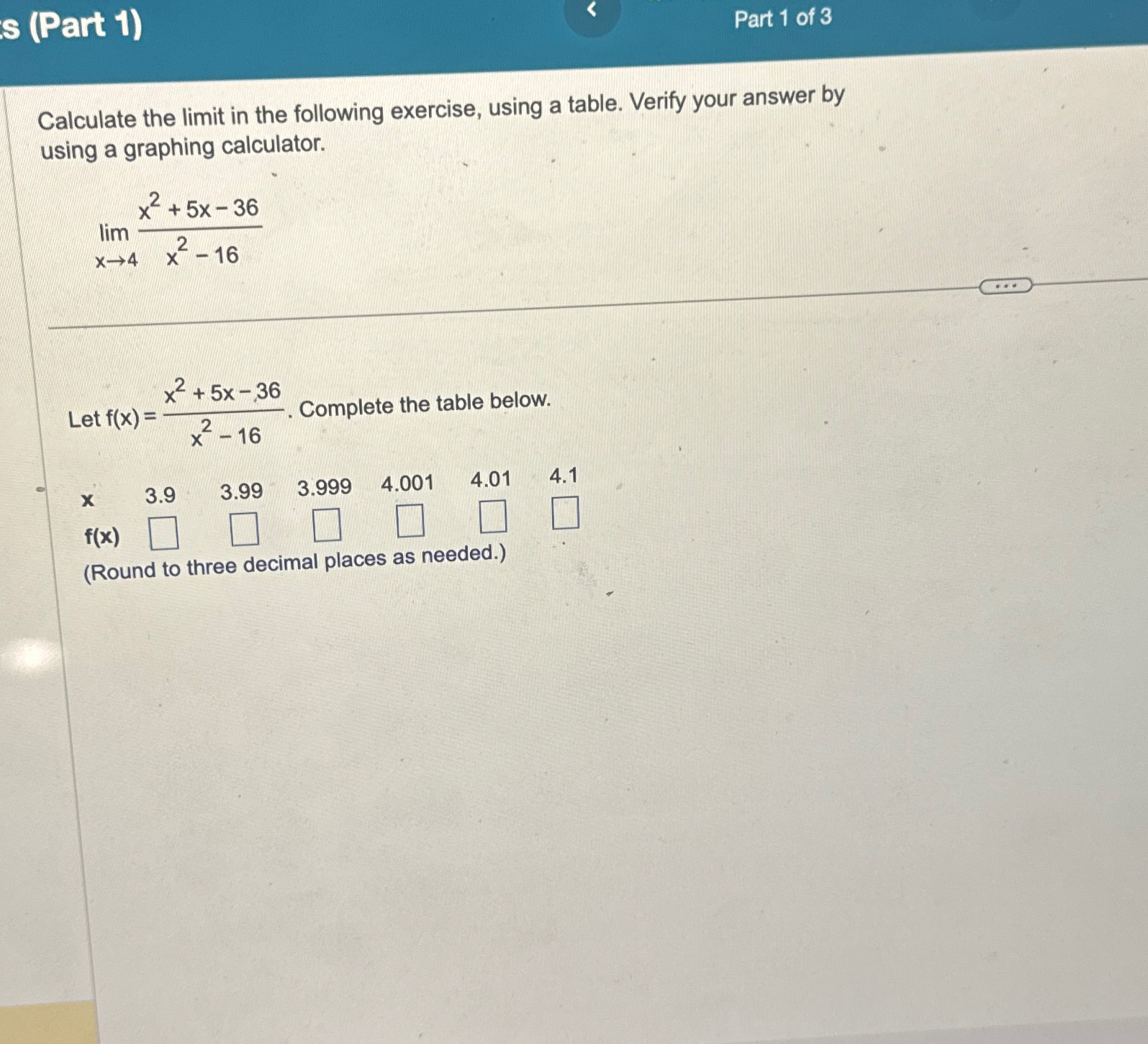 Solved S (Part 1)Part 1 ﻿of 3Calculate The Limit In The | Chegg.com