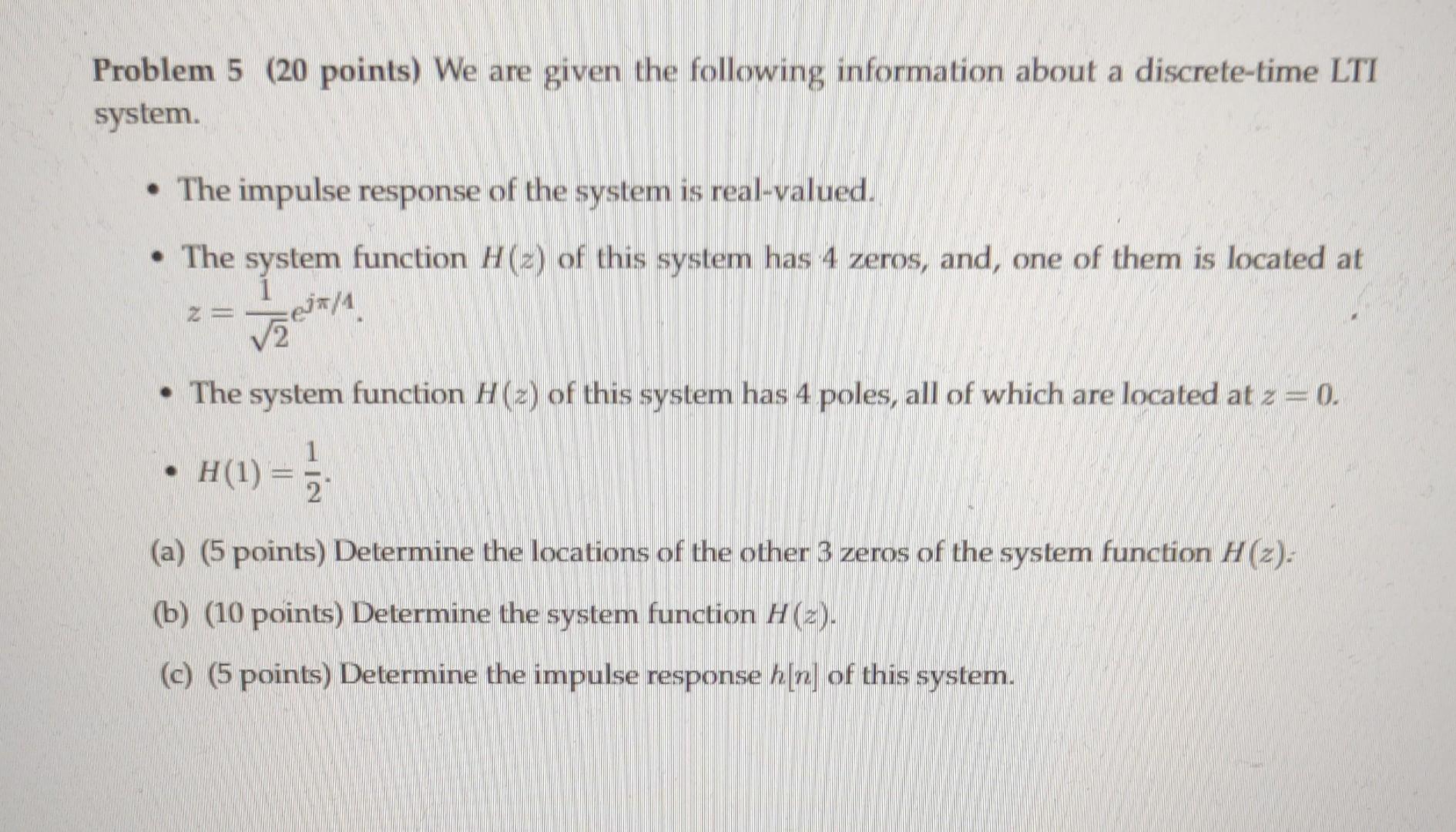 Solved Problem 5 (20 Points) We Are Given The Following | Chegg.com