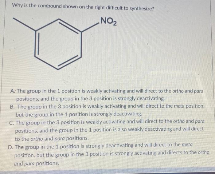 Solved Why is the compound shown on the right difficult to | Chegg.com