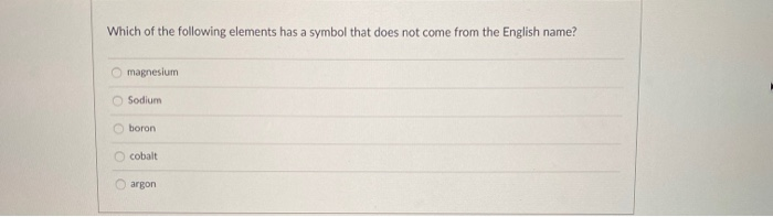 Solved Which of the following elements has a symbol that | Chegg.com