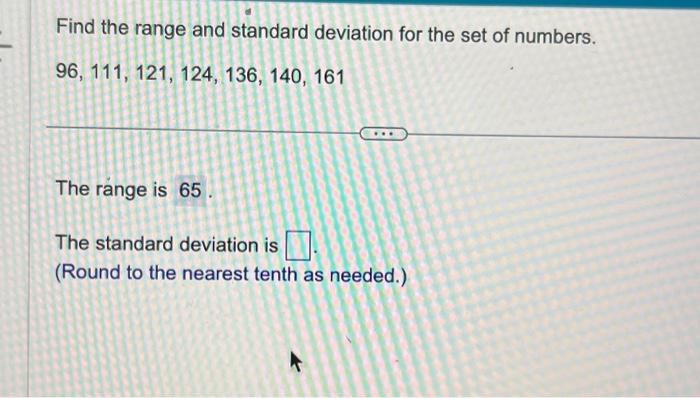 Solved Find the range and standard deviation for the set of | Chegg.com