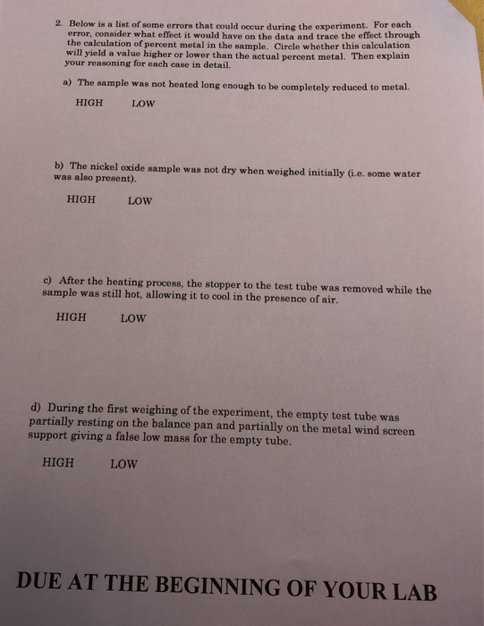 Solved Name: Lab Section (circle): Tues Wed PRELAB QUESTIONS | Chegg.com