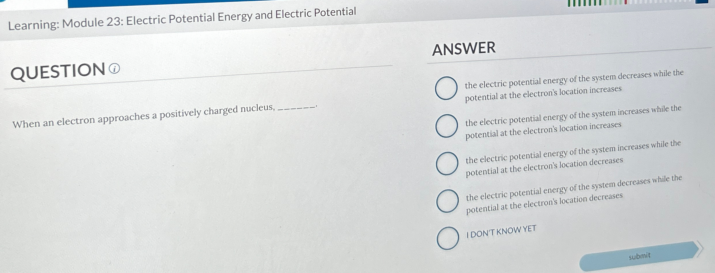 Solved Learning: Module 23: Electric Potential Energy and | Chegg.com