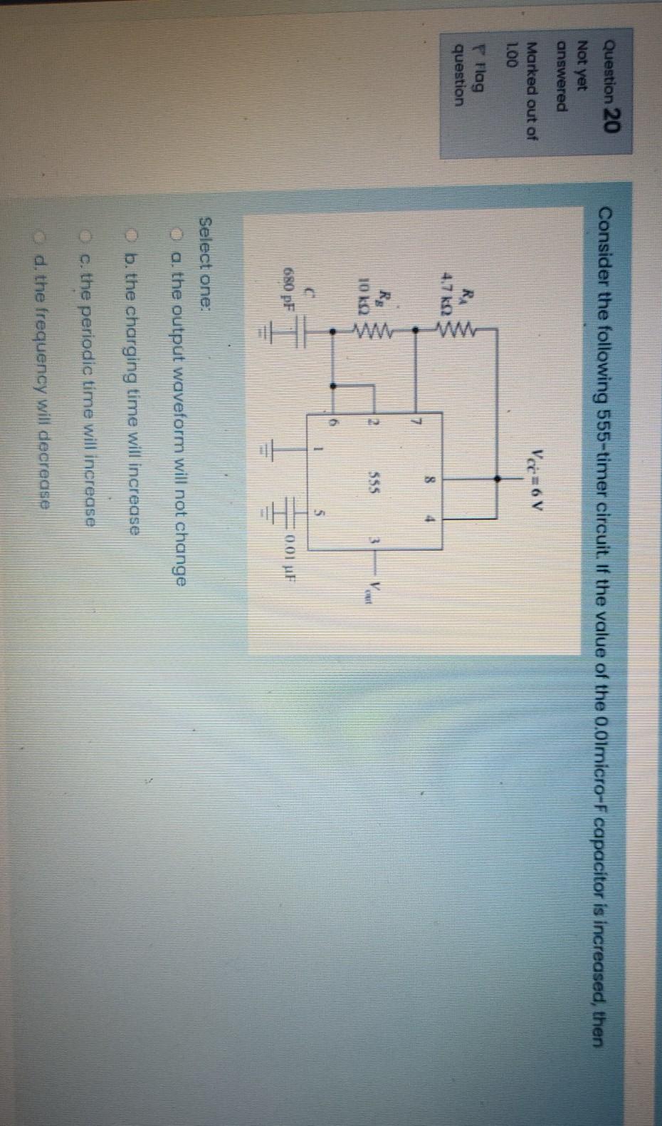 Solved Question 20 Consider the following 555-timer circuit. | Chegg.com