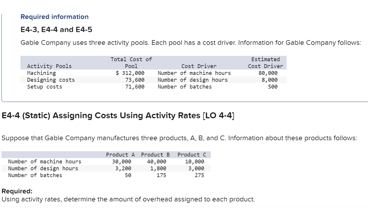 Solved Suppose that Gable Company manufactures three