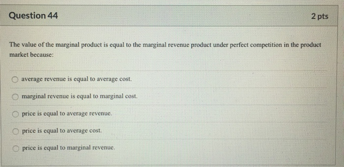 Solved Question 43 2 pts The following table shows output | Chegg.com