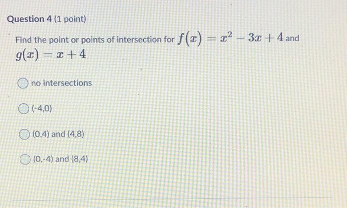 Solved Question 4 (1 point) Find the point or points of | Chegg.com