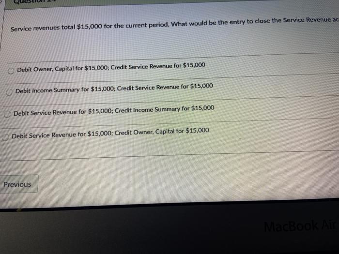 Solved X CI в Question 24 Service revenues total $15,000 for | Chegg.com