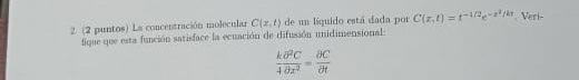 \( \frac{k \partial^{2} C}{4 \partial A^{2}}=\frac{\partial C}{\partial t} \)