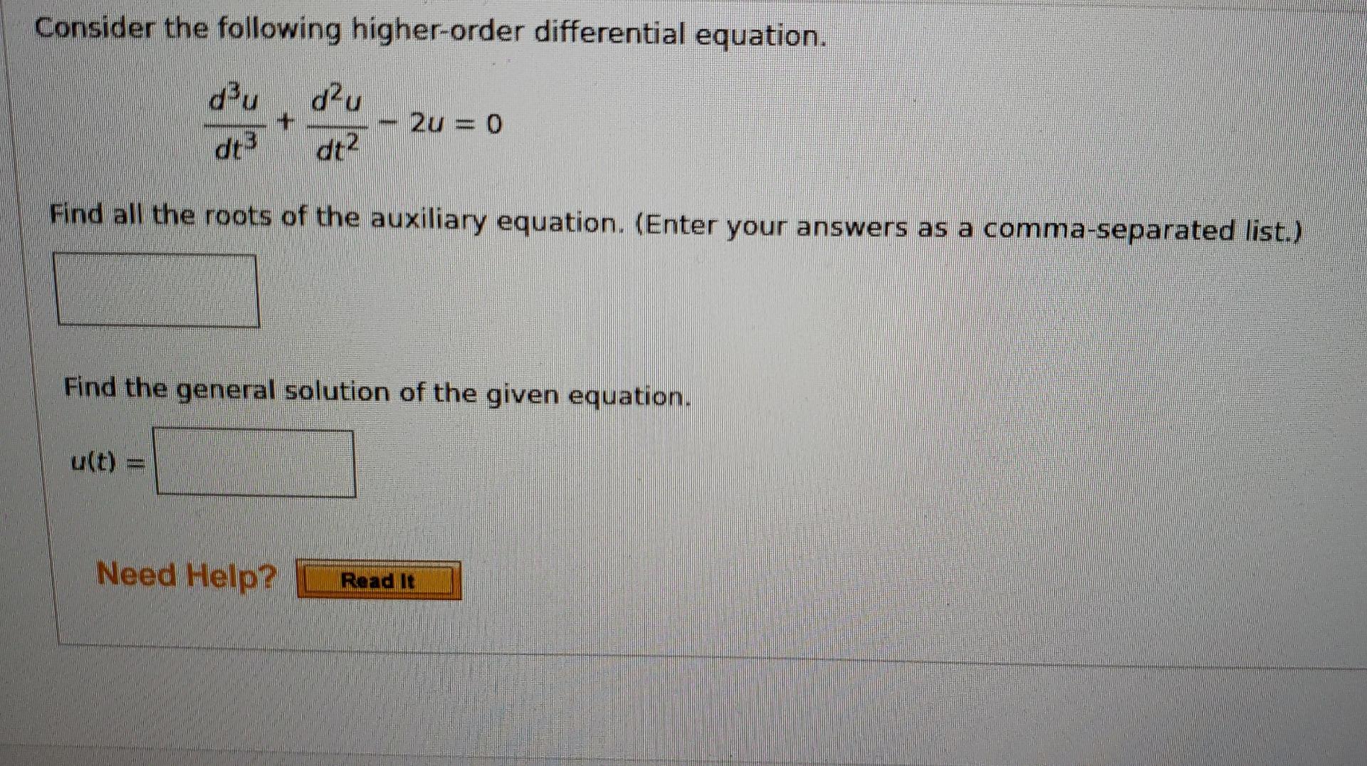 Solved Consider The Following Higher-order Differential | Chegg.com