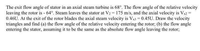 Solved Steam enters a rotor of an axial turbine with an | Chegg.com