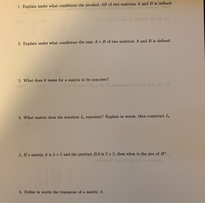 Under Product Of ... AB What Solved: 1. Explain The Conditions