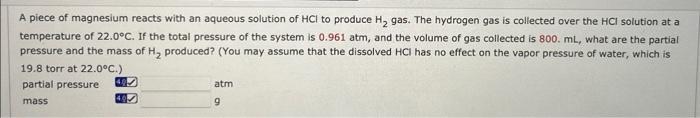 Solved A piece of magnesium reacts with an aqueous solution | Chegg.com