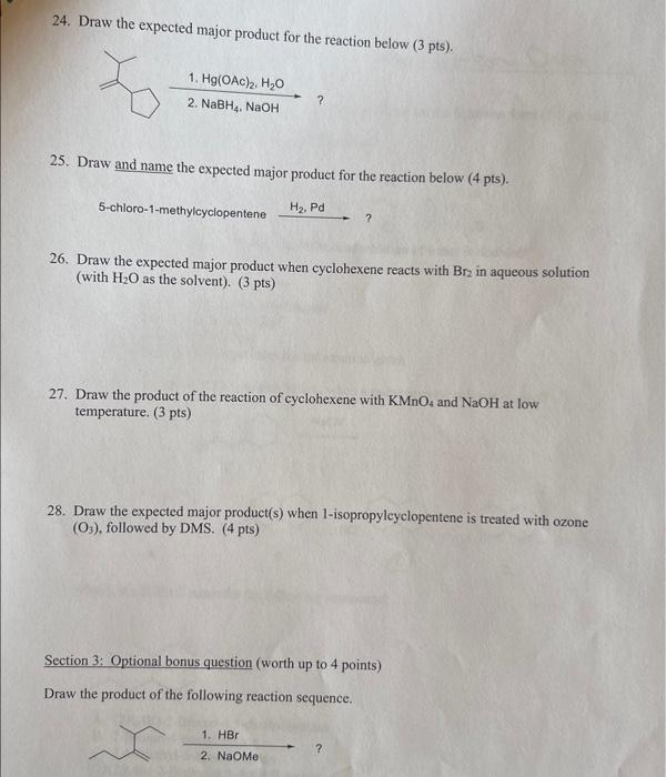 Solved 24. Draw the expected major product for the reaction | Chegg.com