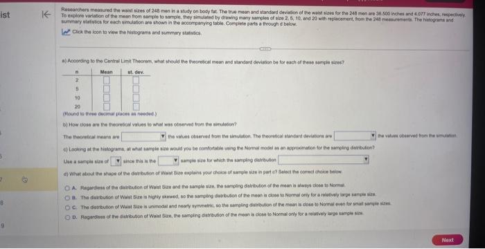 Solved summary statstics for each simulaton are shown in the | Chegg.com