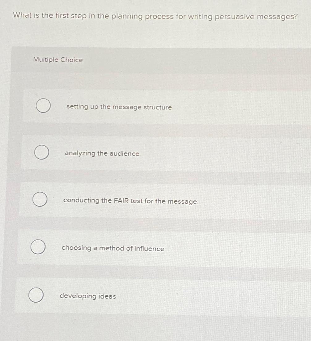 Solved What is the first step in the planning process for | Chegg.com