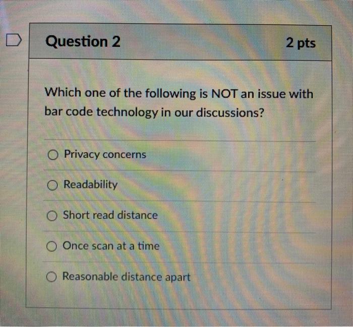 Solved Question 2 2 pts Which one of the following is NOT an | Chegg.com