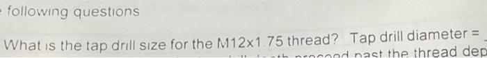 m12×1.75 thread drill size