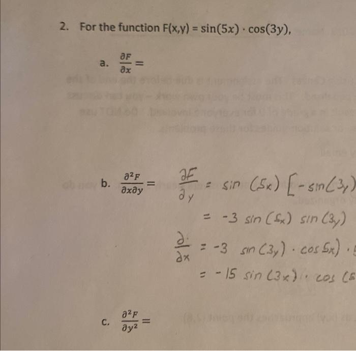 Solved Function F X Y Sin 5x ⋅cos 3y ∂x∂f