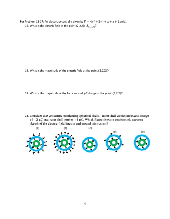 Solved For Problem 15-17: An electric potential is given by | Chegg.com