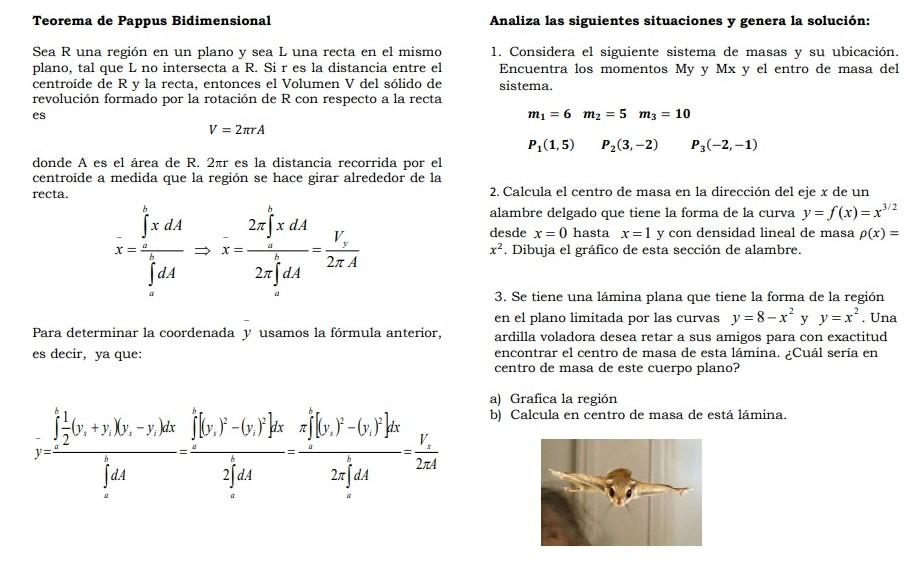 Teorema de Pappus Bidimensional Sea \( \mathrm{R} \) una región en un plano y sea \( \mathrm{L} \) una recta en el mismo plan