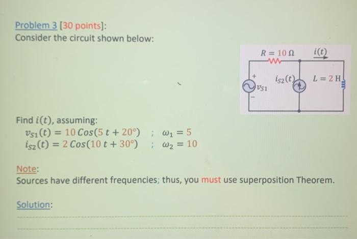 Solved Problem 3 (30 points]: Consider the circuit shown | Chegg.com