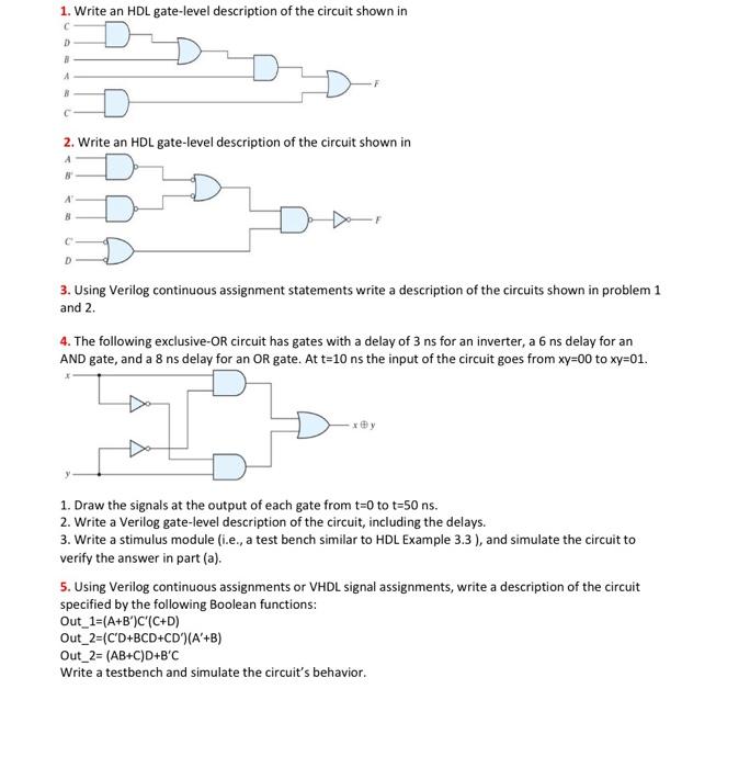 Solved 1. Write an HDL gate-level description of the circuit | Chegg.com