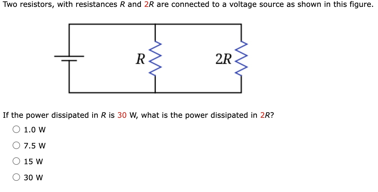 Solved Two resistors, with resistances R and 2R are | Chegg.com