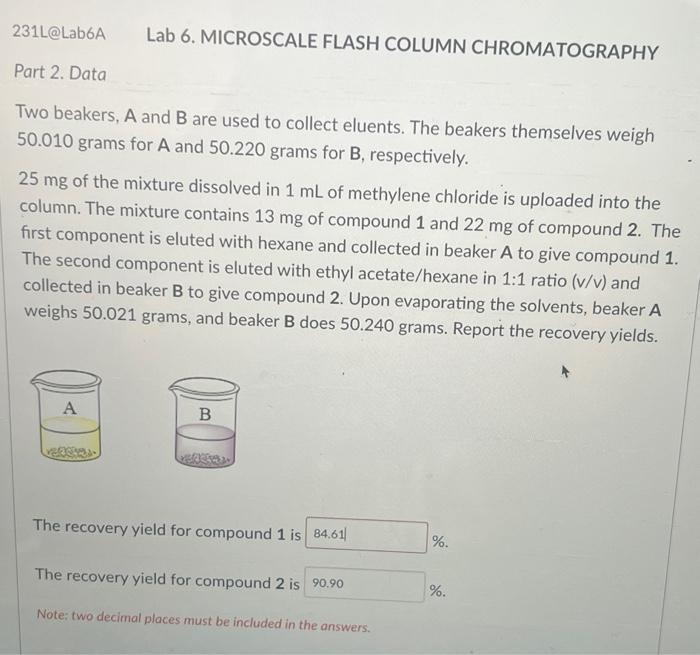 Solved 231L@Lab6A Lab 6. MICROSCALE FLASH COLUMN | Chegg.com