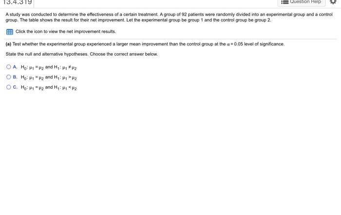 Solved 13.4.319 Question Help A study was conducted to | Chegg.com