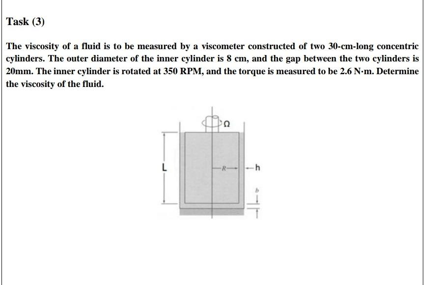 Solved Task (3) The viscosity of a fluid is to be measured | Chegg.com