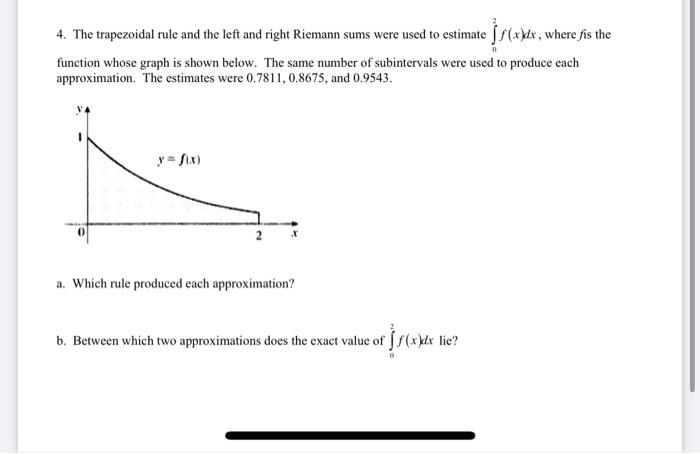 Solved 4. The trapezoidal rule and the left and right | Chegg.com