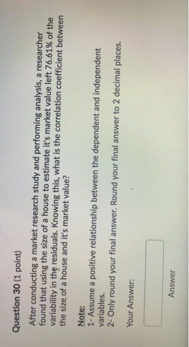 Solved Question 30 (1 point) After conducting a market | Chegg.com