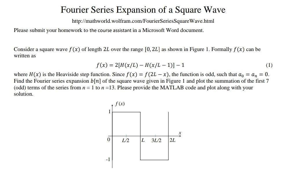 Solved Fourier Series Expansion of a Square Wave | Chegg.com