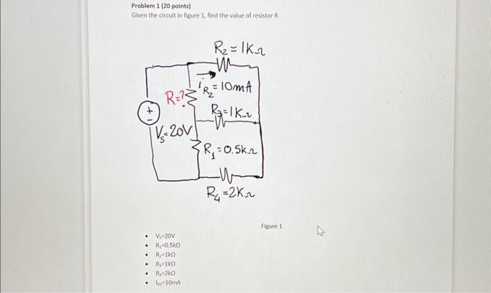Solved Problem 1 (20 points) Given the circuit in figure 1, | Chegg.com