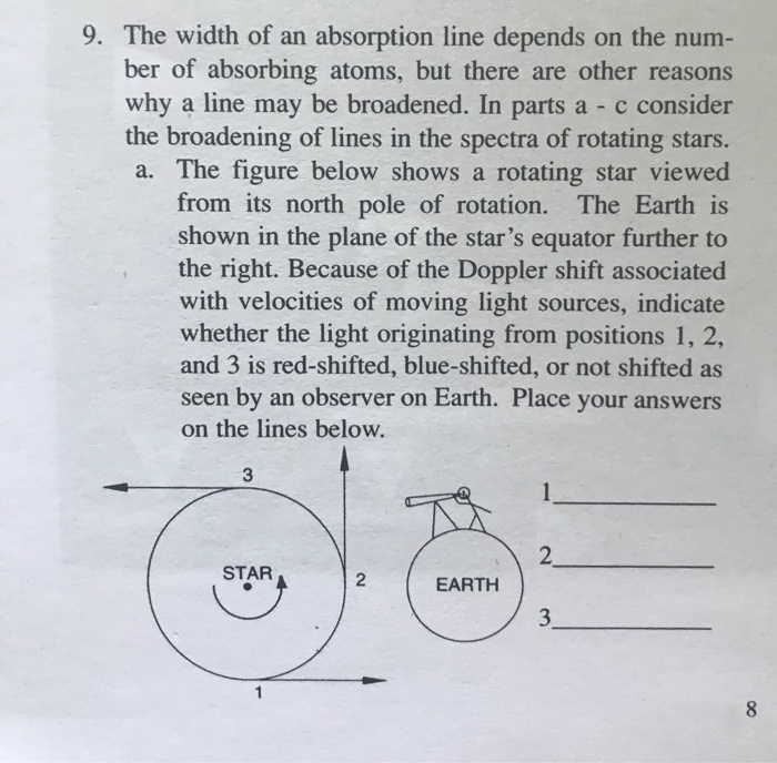 Solved 9. The width of an absorption line depends on the | Chegg.com
