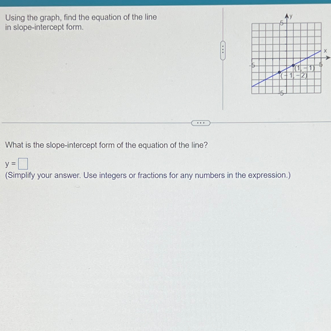Solved Using the graph, find the equation of the line in | Chegg.com