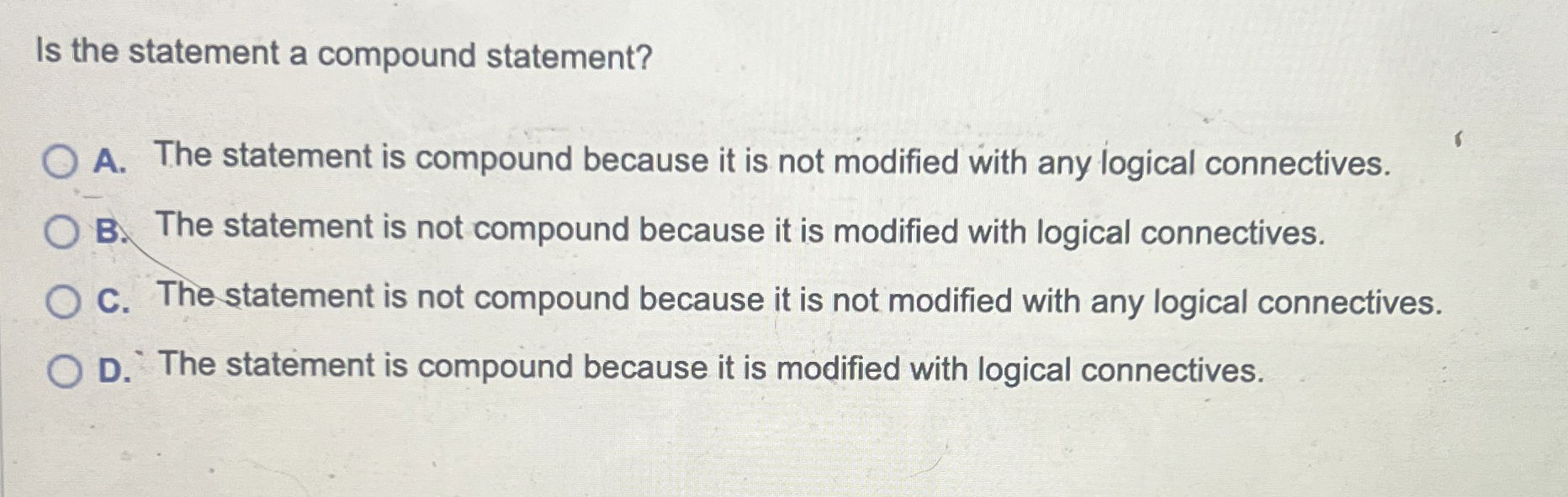 Solved Is the statement a compound statement?A. ﻿The | Chegg.com