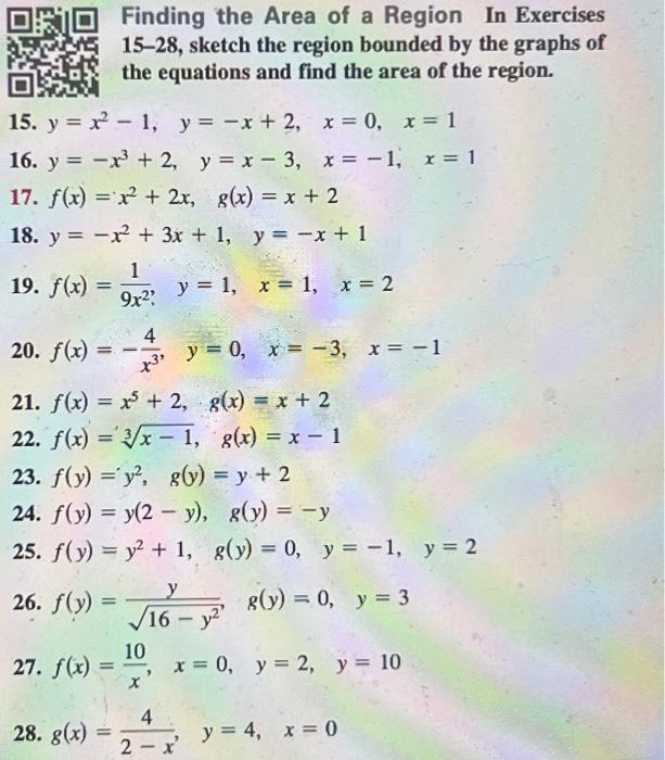 Solved Finding the Area of a Region In Exercises 15−28, | Chegg.com