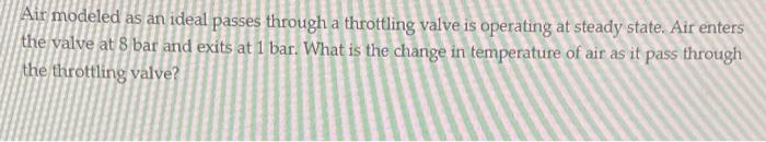 Solved Air modeled as an ideal passes through a throttling | Chegg.com