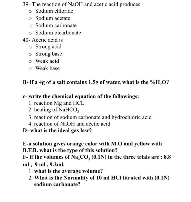 Solved Review questions for general chem. Lab. AMultiple