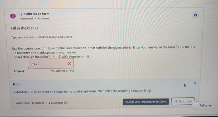 Point Form Answer Solved Q6 Point-slope form Homework - Answered o Fill in the | Chegg.com