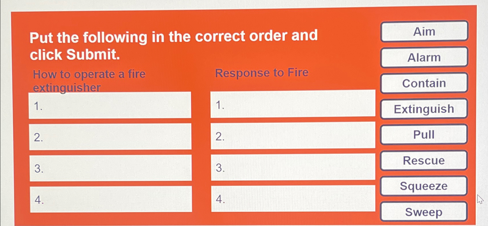 Solved Put the following in the correct order andAim click | Chegg.com